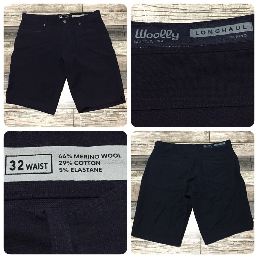 Woolly Longhaul Men's Flat Front Merino Shorts — Black